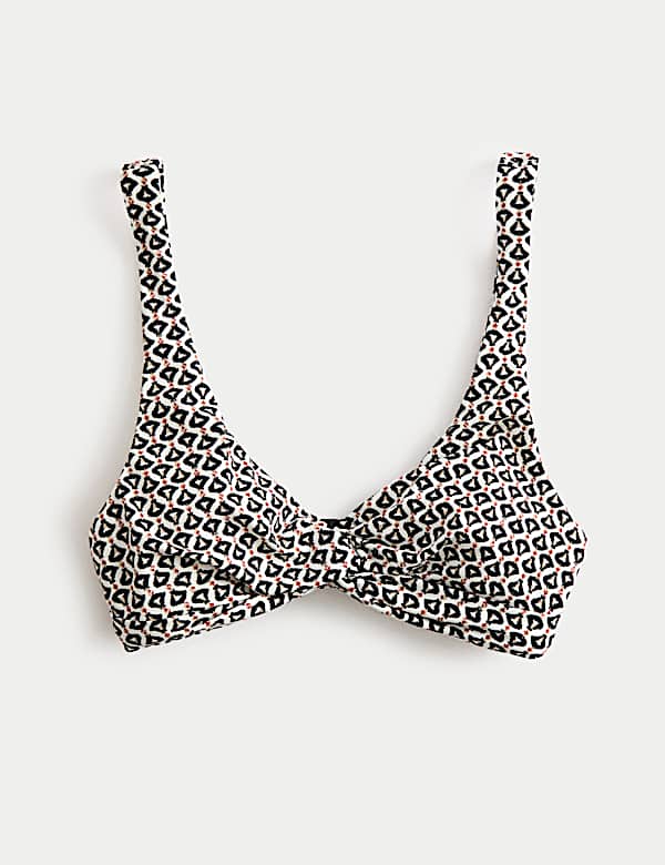 ביקיני חלק עליון עם פיתול קדמי, מחשוף עמוק והדפס - IL