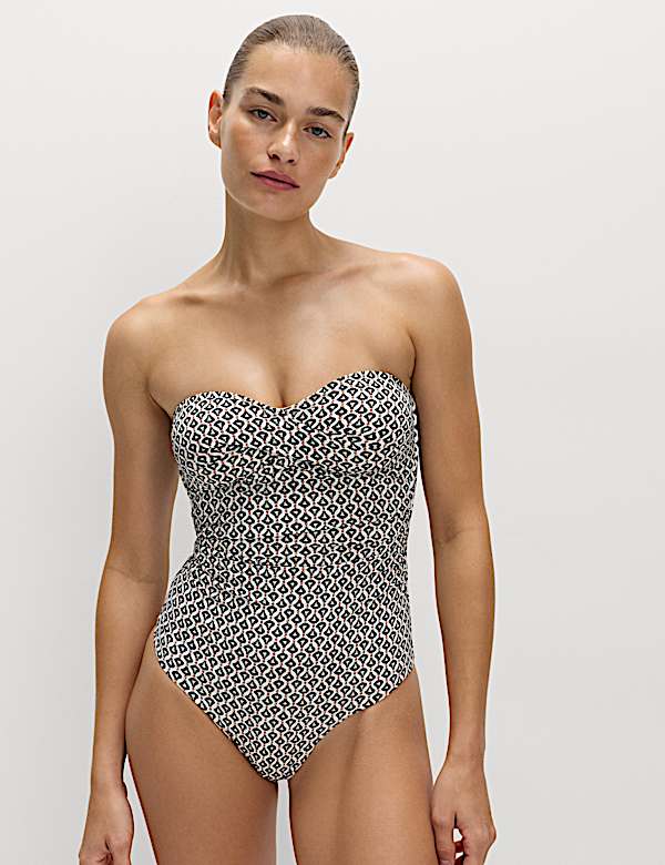 Tummy Control Printed Padded Bandeau Swimsuit