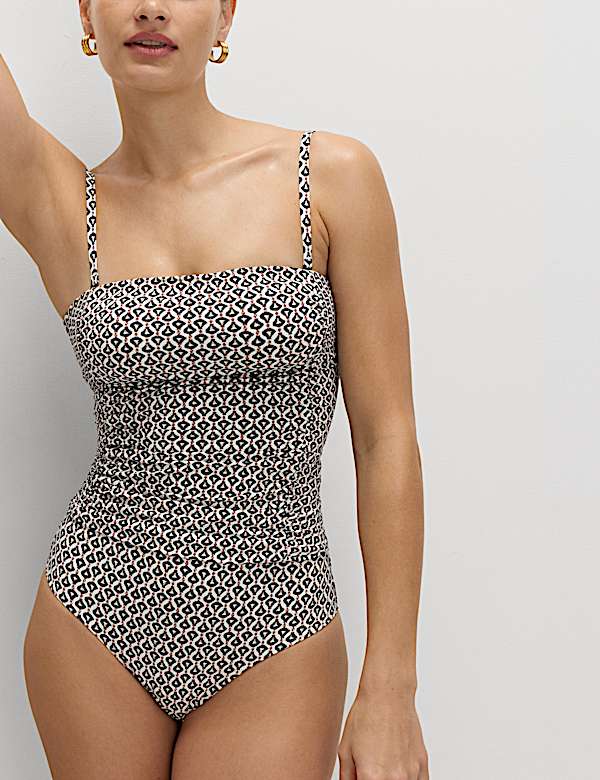 Tummy Control Printed Ruched Tankini Top - NZ