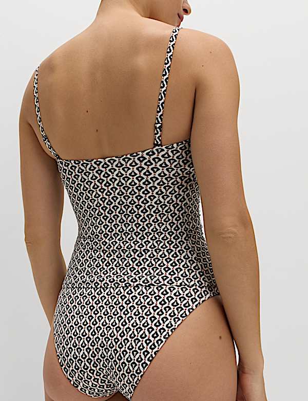 Tummy Control Printed Ruched Tankini Top - NZ