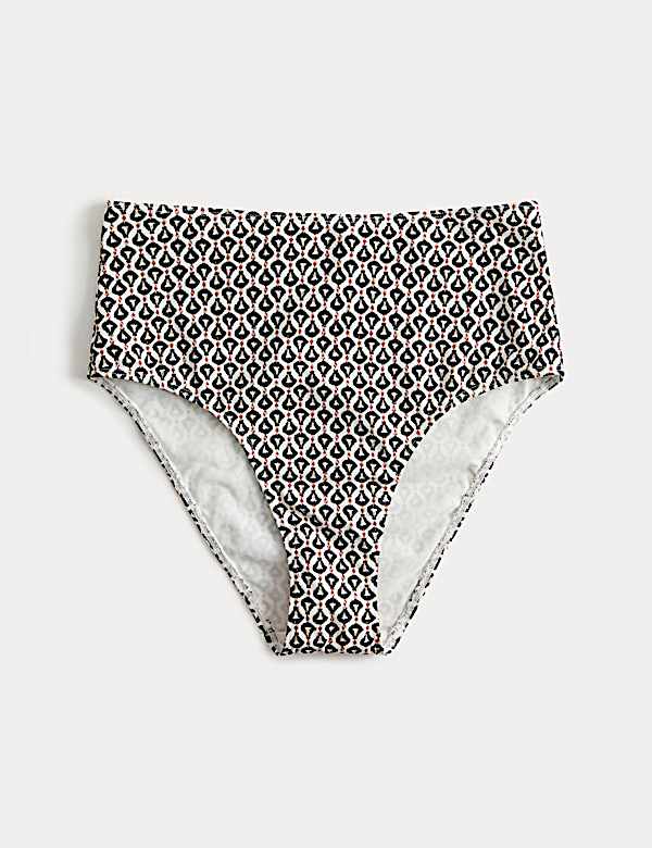 Hoch geschnittene Bikinihose mit Muster - AT