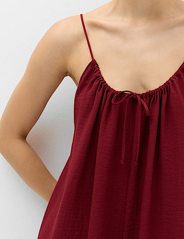 Tie Front Strappy Mini Slip Dress - DK