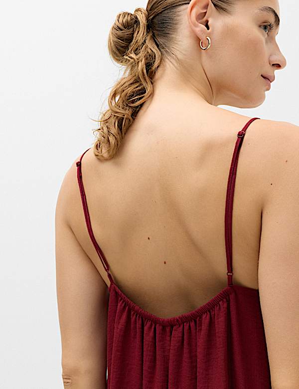 Tie Front Strappy Mini Slip Dress - DK