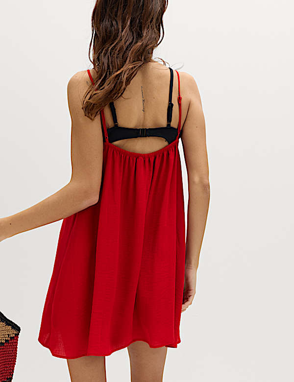 Tie Front Strappy Mini Slip Dress