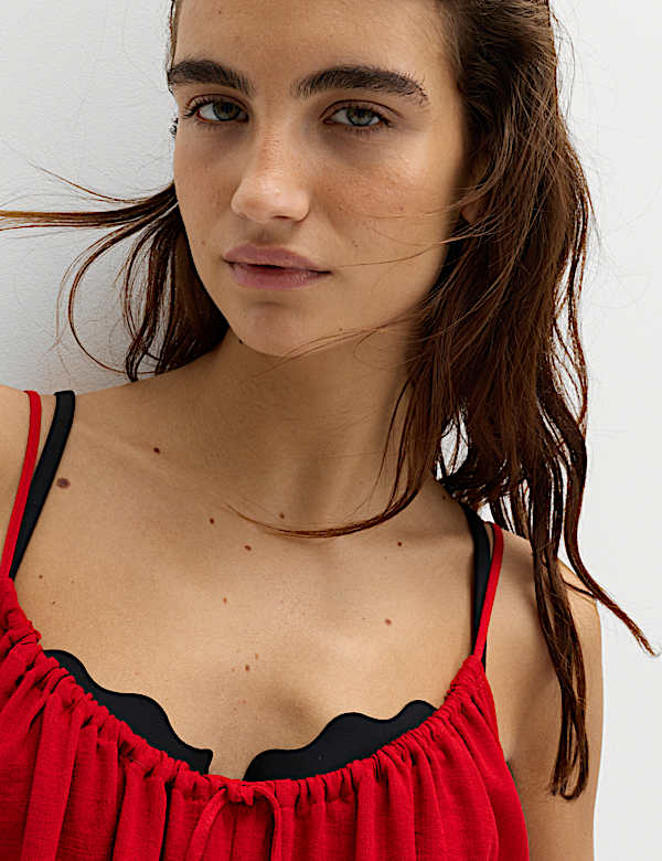 Tie Front Strappy Mini Slip Dress