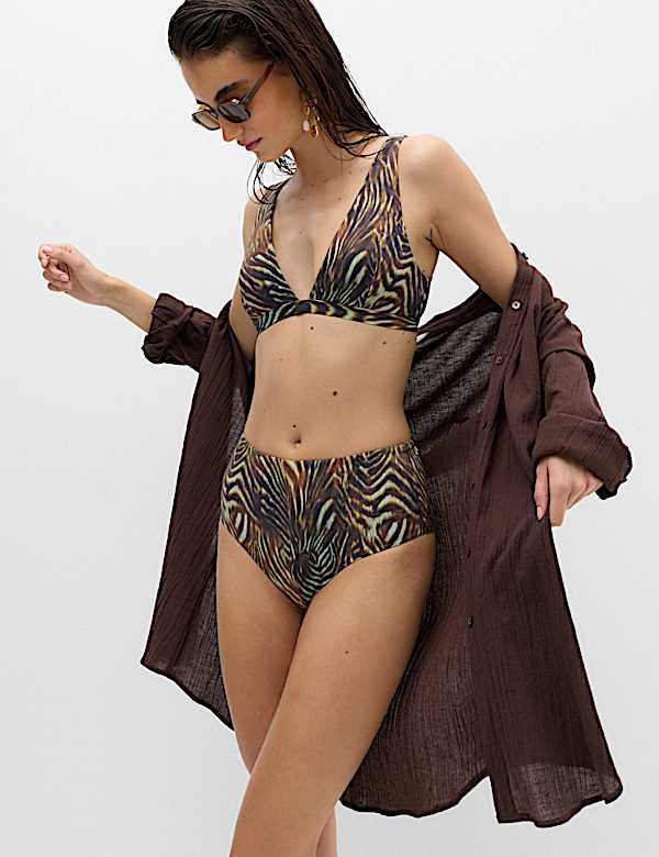 Tummy Control High Waisted High Leg Bikini Bottoms