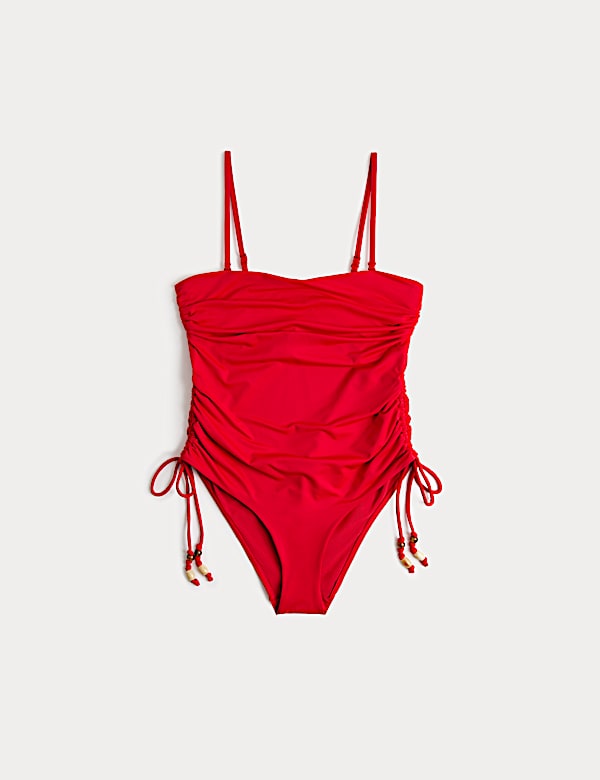 Tummy Control Wired Ruched Bandeau Swimsuit - DE