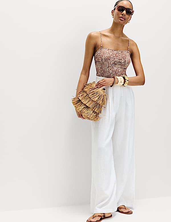 Tummy Control Printed Wired Bandeau Swimsuit - US