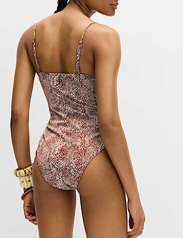 Tummy Control Printed Wired Bandeau Swimsuit - US