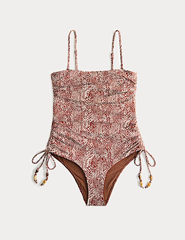 Tummy Control Printed Wired Bandeau Swimsuit - US