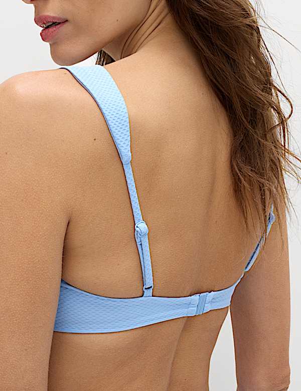 Textured Honeycomb Padded Square Neck Bikini Top - IT