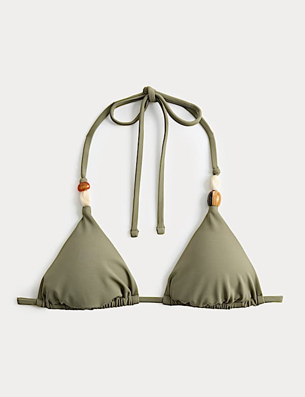 Parte de arriba de bikini triangular con abalorios - US