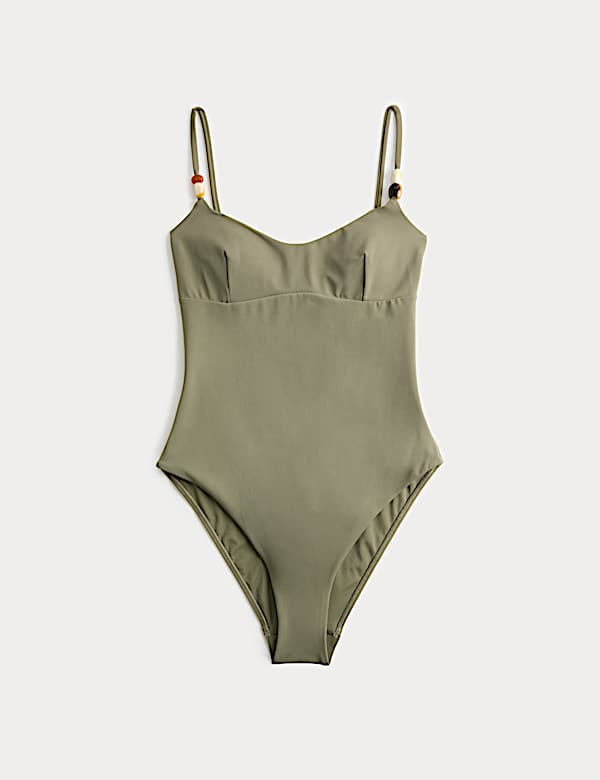 Maillot de bain rembourr&eacute; &agrave; d&eacute;collet&eacute; rond et perles - LU