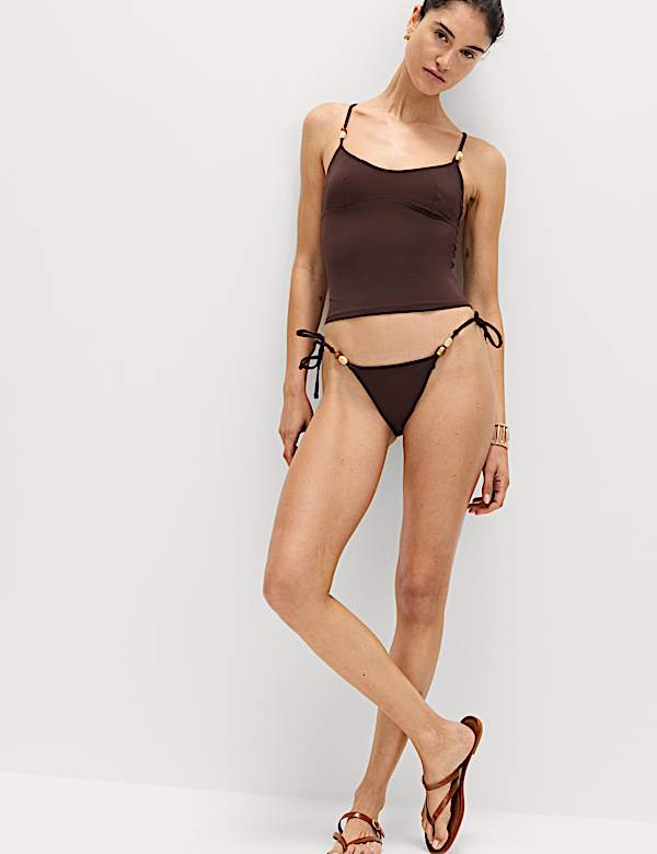 Bead Detail Scoop Neck Tankini Top - FR