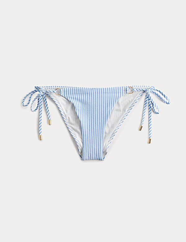 Textured Tie Side Bikini Bottoms - DK