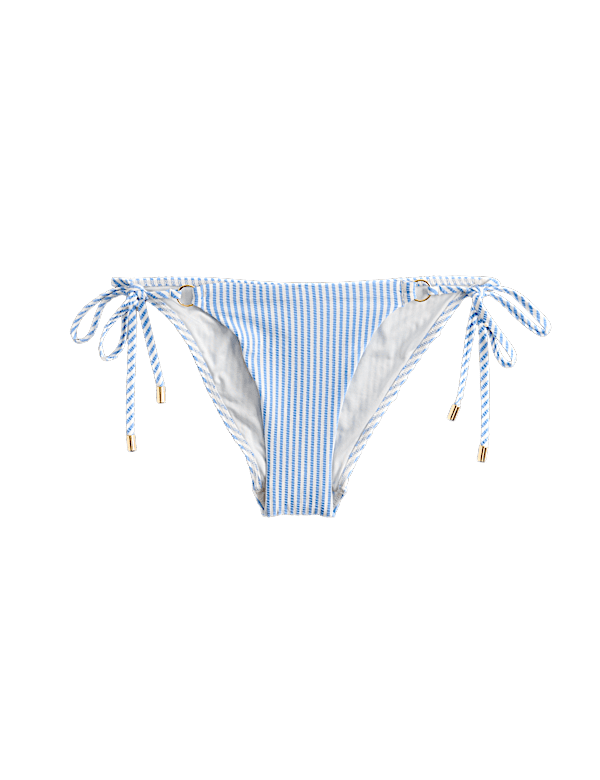Textured Tie Side Bikini Bottoms