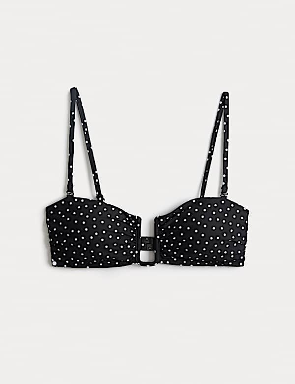 Polka Dot Padded U-Wire Bandeau Bikini Top - BN