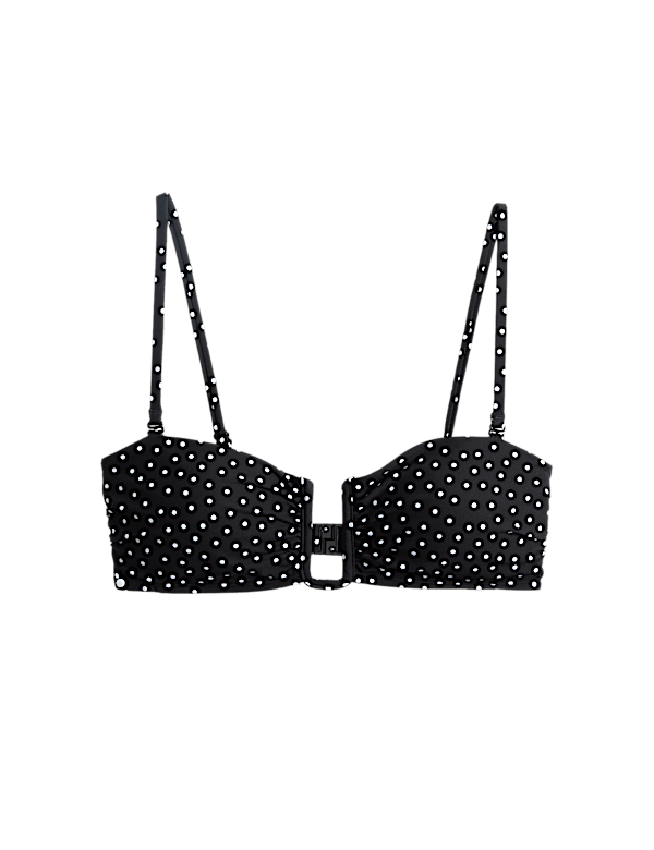 Polka Dot Padded U-Wire Bandeau Bikini Top