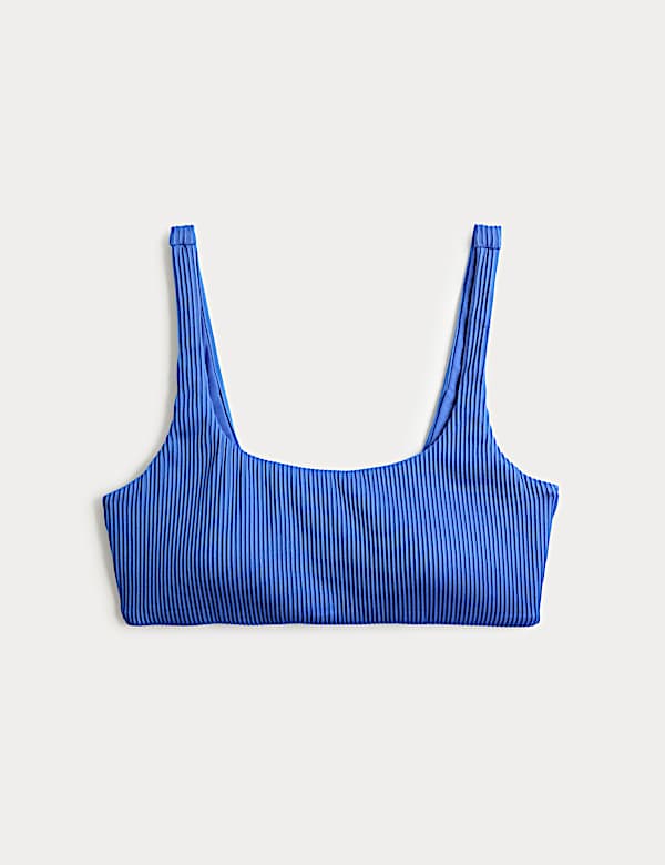 Parte de arriba de bikini acanalado con escote abierto - ES