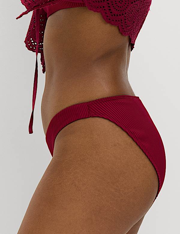 Ribbed High Leg Bikini Bottoms - PT