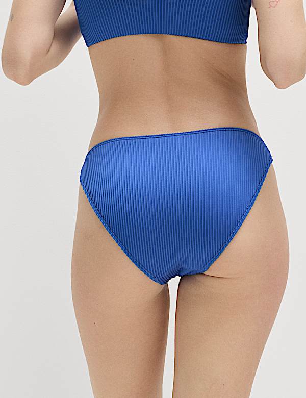 Ribbed High Leg Bikini Bottoms