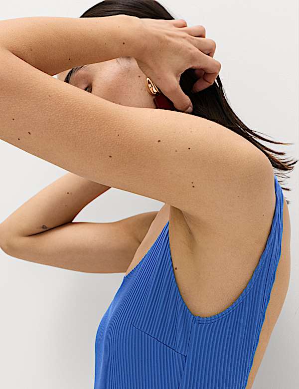 Ribbed Textured Scoop Neck Swimsuit - FR