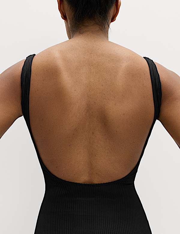 Maillot de bain textur&eacute; c&ocirc;tel&eacute; &agrave; d&eacute;collet&eacute; rond - LU