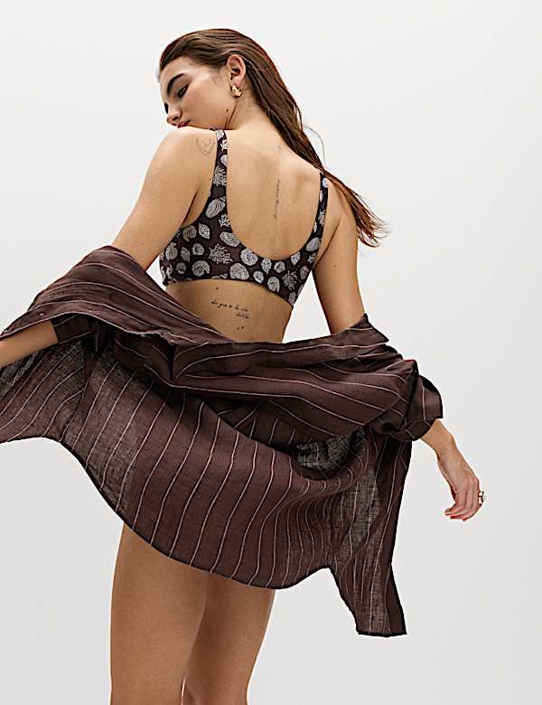 Printed Scoop Neck Bikini Top - GR