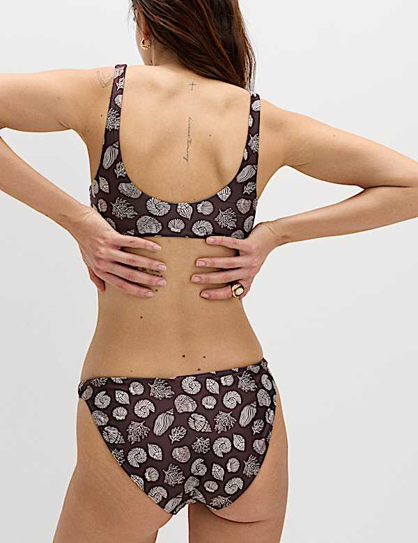 Printed Scoop Neck Bikini Top - GR