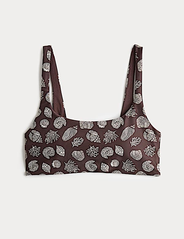 Printed Scoop Neck Bikini Top - GR