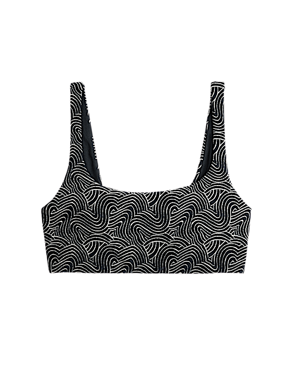 Printed Scoop Neck Bikini Top