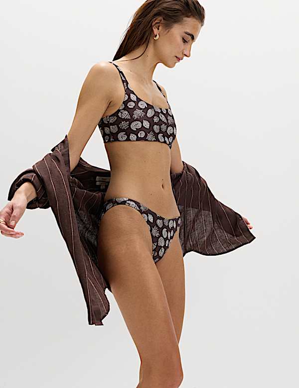 Printed High Leg Bikini Bottoms - GR