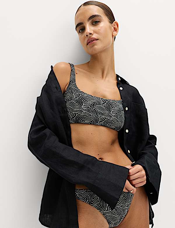 Printed High Leg Bikini Bottoms