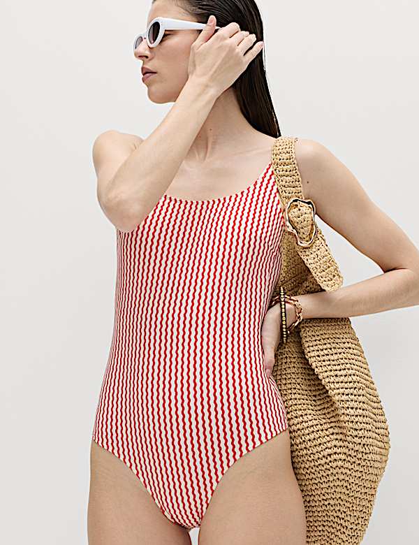 Printed Scoop Neck Swimsuit