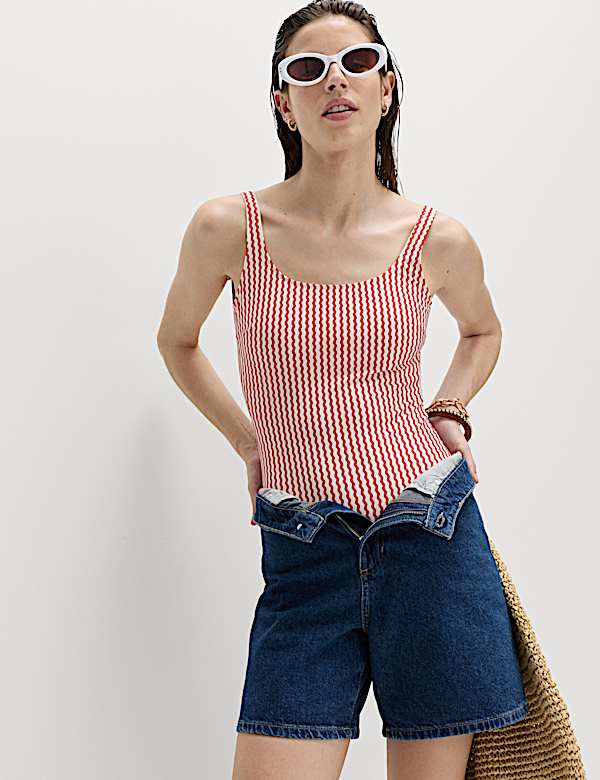 Printed Scoop Neck Swimsuit - FR