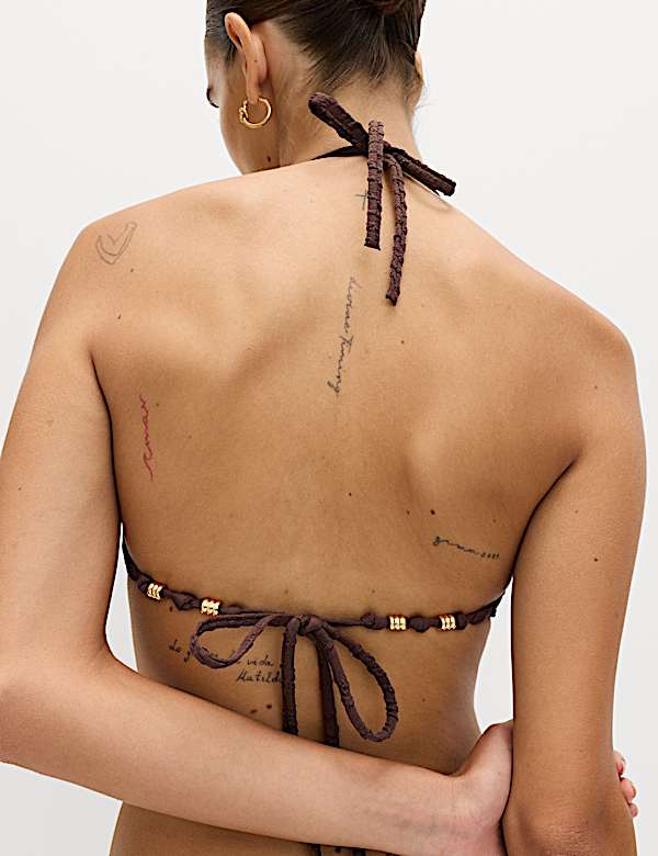 Strukturiertes Triangel-Bikinioberteil mit Animalprint - AT