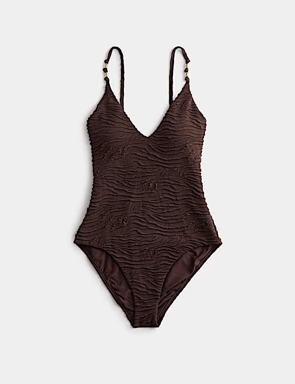 Maillot de bain plongeant &agrave; motif textur&eacute; - FR