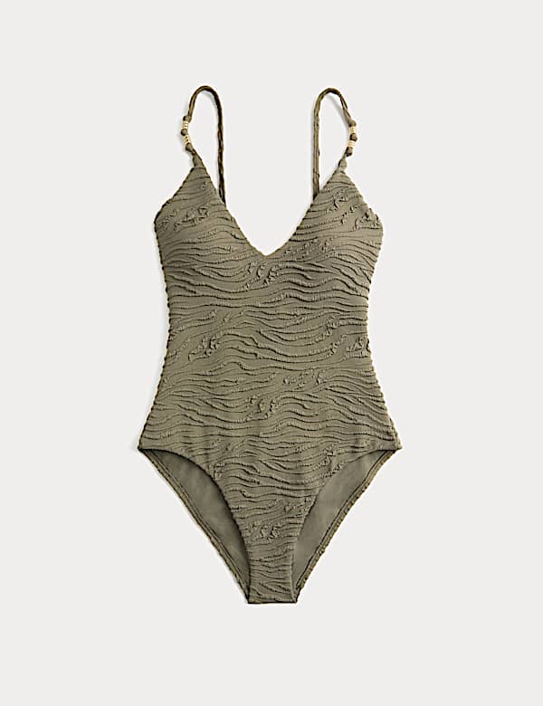 Textured Plunge Swimsuit - DE
