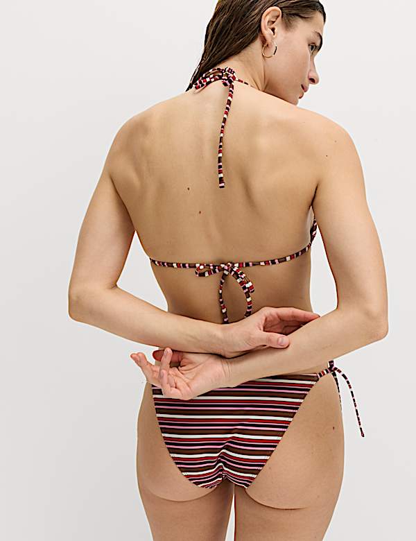 Printed Padded Halterneck Triangle Bikini Top - CZ