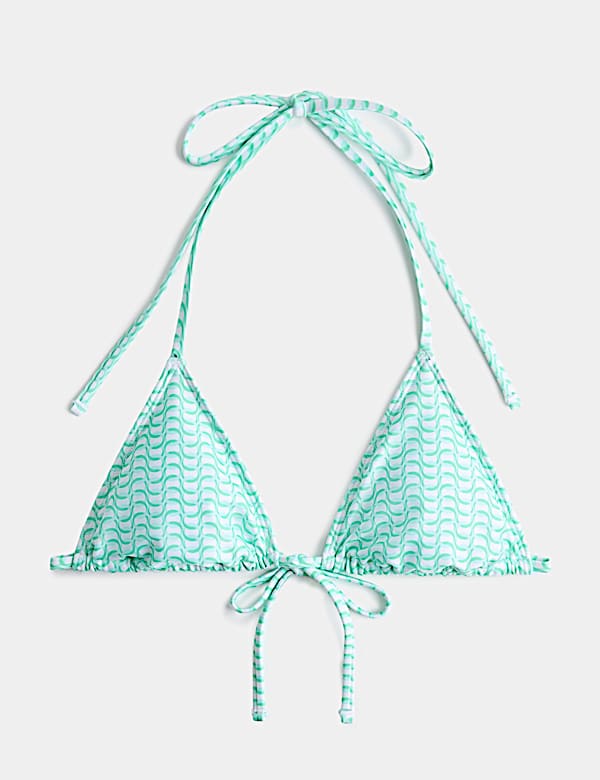 Printed Padded Halterneck Triangle Bikini Top - IT
