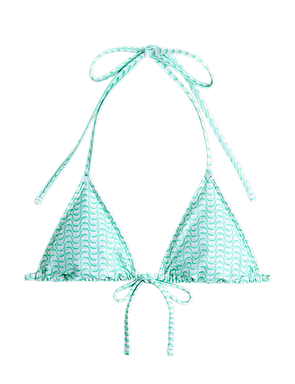 Printed Padded Halterneck Triangle Bikini Top