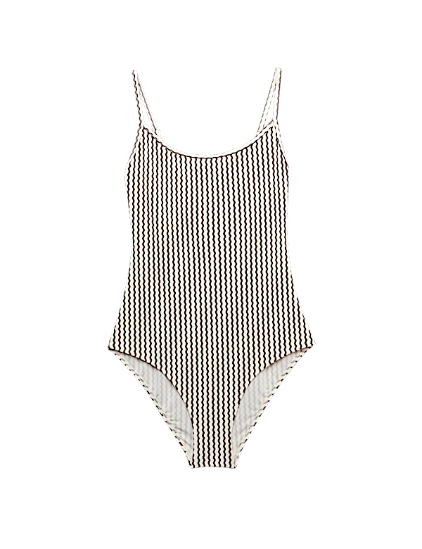 Printed Scoop Neck Swimsuit