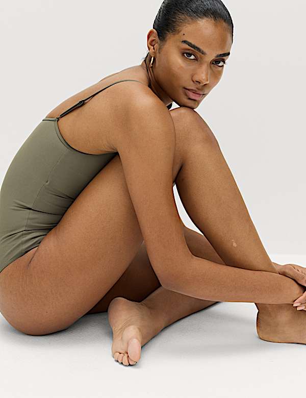 Zwempak in hemdstijl met wijde, ronde hals - NL