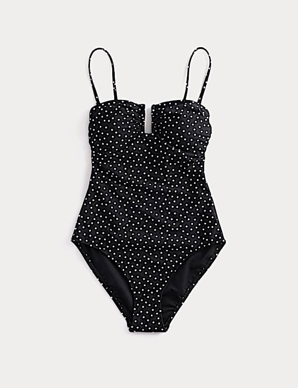Maillot de bain &agrave; pois et cran en U - BE