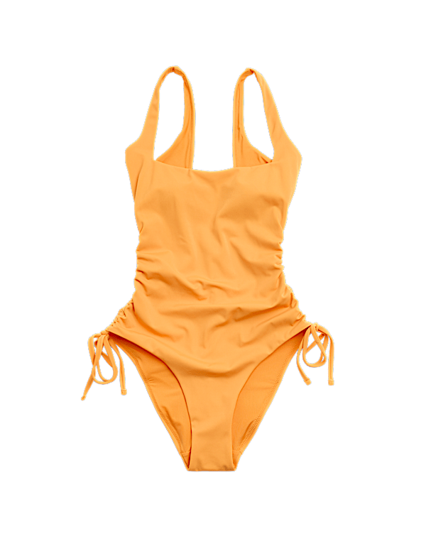Padded Drawstring Side Square Neck Swimsuit