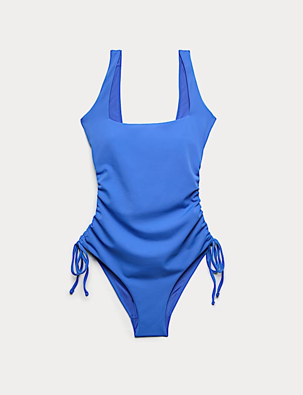 Padded Drawstring Side Square Neck Swimsuit - LT