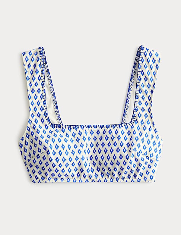 Printed Scoop Neck Whipstitch Bikini Top - DK