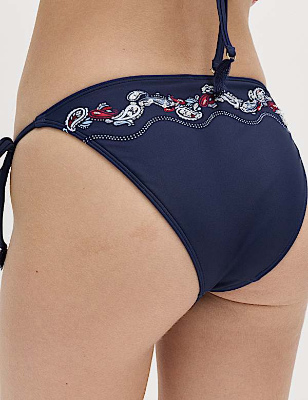 Bas de bikini &agrave; nouer sur les c&ocirc;t&eacute;s avec imprim&eacute; - BE