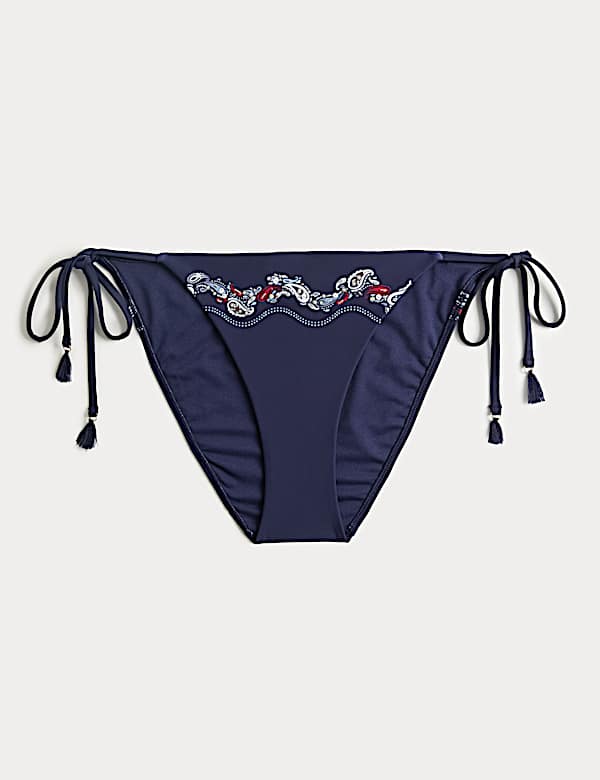 Bas de bikini &agrave; nouer sur les c&ocirc;t&eacute;s avec imprim&eacute; - BE