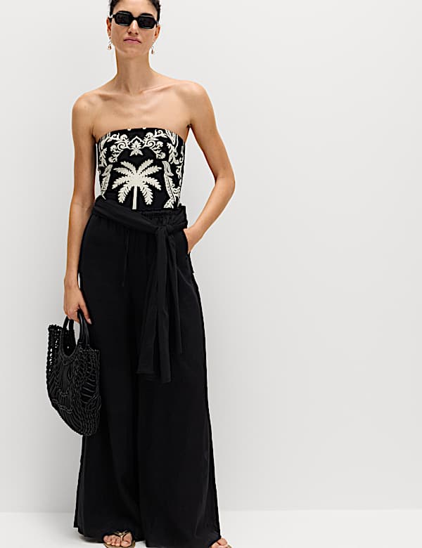 Tummy Control Printed Bandeau Swimsuit - UA